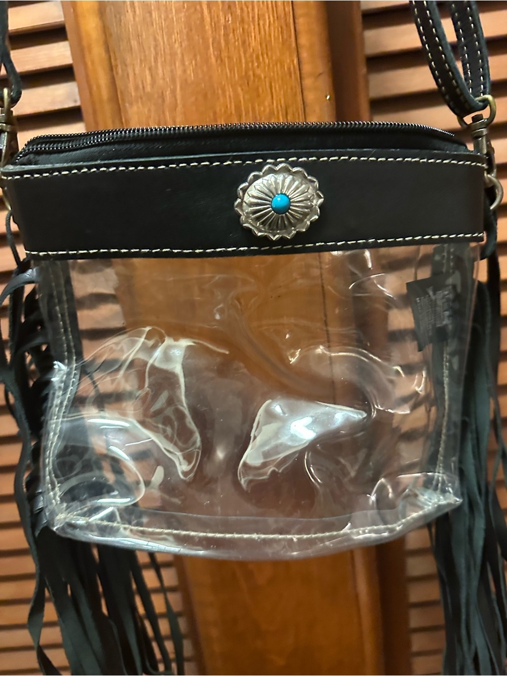 Myra Bag Black Leather & Clear Fringe Crossbody Bag 🖤🤠